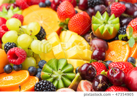 Rainbow fruits background 47354905