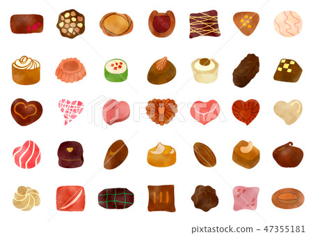 Hand-painted chocolate set watercolor 47355181