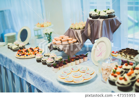 Buffet with a variety of delicious sweets, food ideas, celebration Buffet with a variety of delicious sweets, food ideas, celebration 47355955