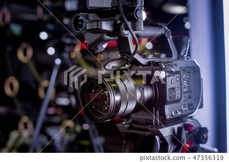 detail of professional camera equipment, film production studio 47356319