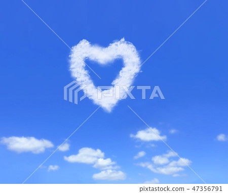 A cloud like a heart that floated in the blue sky 47356791