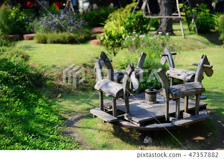 Seesaw board the balance wood in the playground 47357882