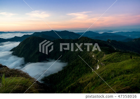 sunrise and sea of fog view 47358016