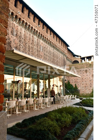 Milan tourist attraction, Cafeteria in Sforzesco castle Milan tourist attraction, Cafeteria in Sforzesco castle 47358071