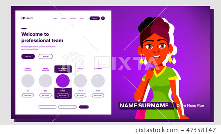 Self Presentation Vector. Indian Female. Introduce Yourself Or Your Project, Business. Illustration 47358147