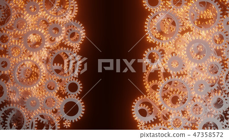 Bright red flash inside a set of gears. 3d illustration 47358572