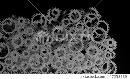 Abstract Background Consisting of White Gears on Dark Abstract Background Consisting of White Gears on Dark 47358589