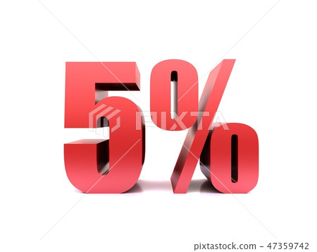five percent symbol .3d rendering 47359742