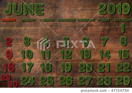 Calendar for June 2019 on white background Calendar for June 2019 on white background 47359784