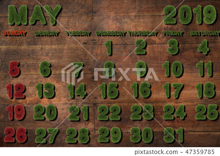 Calendar for May 2019 on white background Calendar for May 2019 on white background 47359785