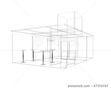 sketch design of exchibition kiosk, 47359787