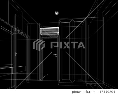 sketch design of interior living room,3d rendering 47359804