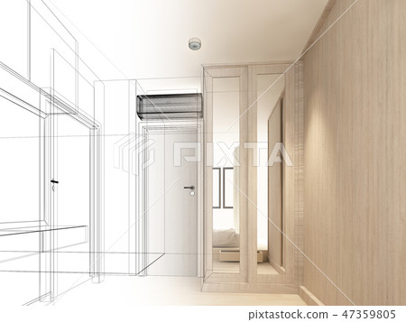 sketch design of interior living room,3d rendering sketch design of interior living room,3d rendering 47359805