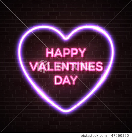 Happy Valentines Day neon lettering text in... - Stock Illustration ...