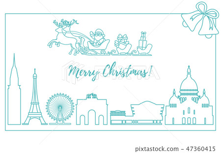 Santa Claus in sleigh flying over buildings Santa Claus in sleigh flying over buildings 47360415
