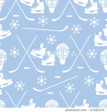 Sport seamless pattern Hockey equipment. 47360534