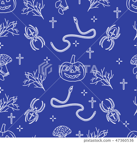 Halloween seamless pattern Pumpkin, spider, snake Halloween seamless pattern Pumpkin, spider, snake 47360536