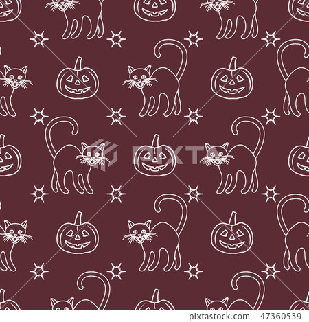 Halloween 2019 seamless pattern Pumpkins, cats. Halloween 2019 seamless pattern Pumpkins, cats. 47360539