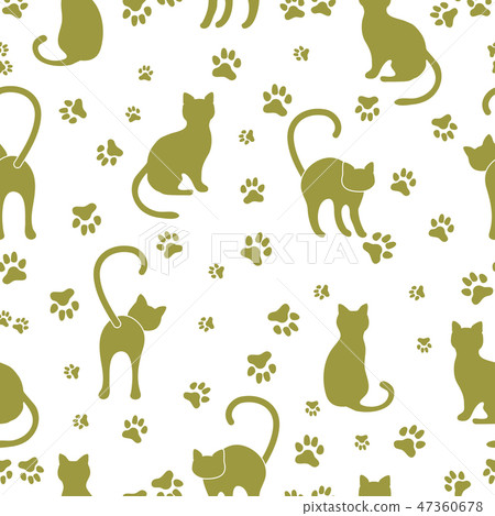 Seamless pattern with cats and traces 47360678