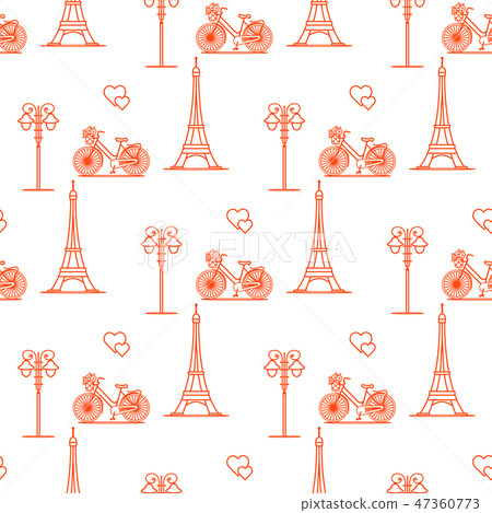 Paris Seamless pattern. Symbols and landmarks. Paris Seamless pattern. Symbols and landmarks. 47360773