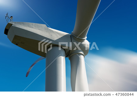 Close-up of a wind turbine - Renewable energy 47360844