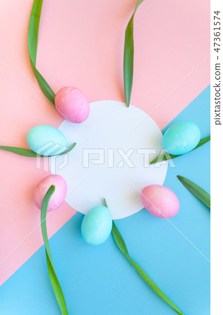 Round frame with flowering bird cherry Round frame with flowering bird cherry 47361574