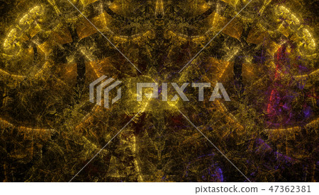 Beautiful gold background of glowing particles and circles with depth of field and bokeh. 3d 47362381