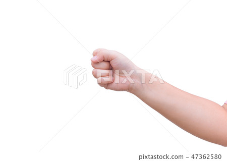 Girl fat hand fist isolated on white background Girl fat hand fist isolated on white background 47362580