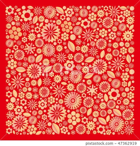Pattern _ Japanese style flower pattern red 47362919