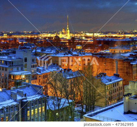 Historic Centre European city at night, winter 47362995