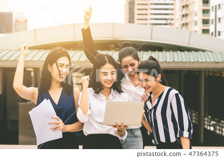 confidence woman friend team with success gesture 47364375