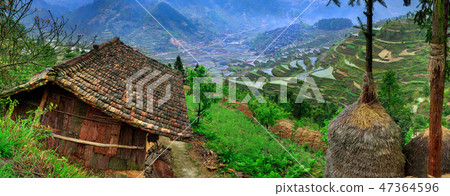 Spring rural landscape in the highlands in China 47364596