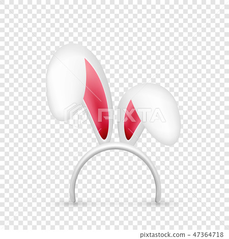 Easter bunny ears. Pink and white mask with rabbit ear. Spring seasonal cute hat. April, March 47364718