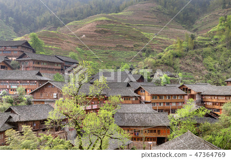 Asia, rural China, farmers house, rice terraces Asia, rural China, farmers house, rice terraces 47364769