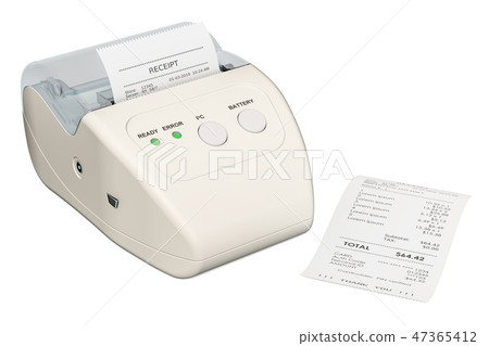 Receipt printer for POS, 3D rendering Receipt printer for POS, 3D rendering 47365412
