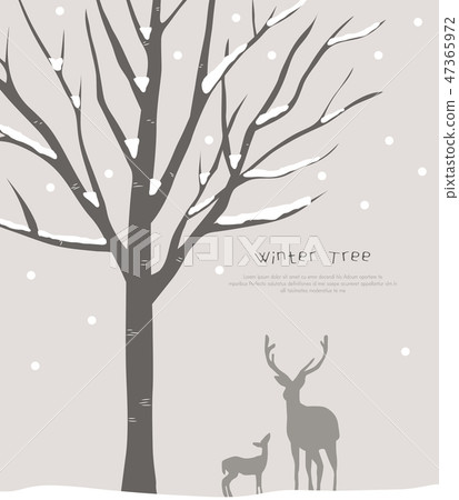Winter tree illustration - Stock Illustration [47365972] - PIXTA