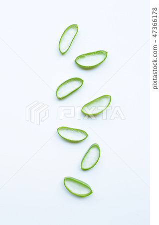 Aloe vera slices on white background. Aloe vera slices on white background. 47366178