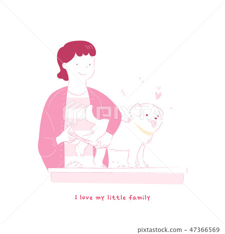 Companion animal line illustration Companion animal line illustration 47366569