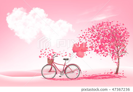 Valentine's Day background with heart shaped tree - Stock Illustration ...