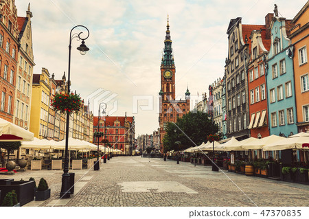 Old Town street and buildings in Gdansk, Poland. 47370835