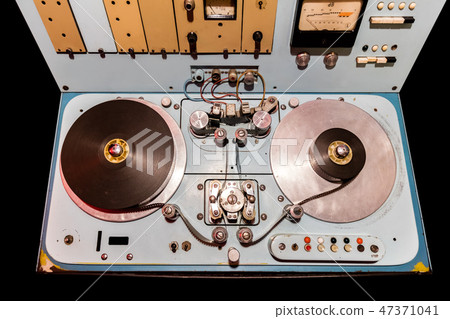 Vintage deck with switches and old reels 47371041