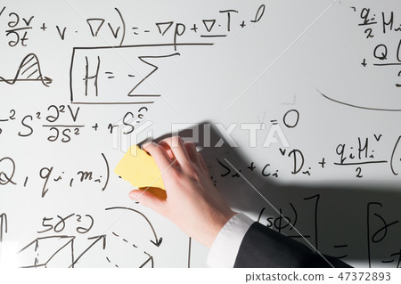 Whiping the whiteboard. Complex math formulas. Mathematics and science 47372893