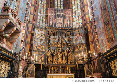The altarpiece of Veit Stoss in St. Mary's Basilica, Cracow, Poland. 47373448