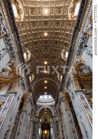 Inside of St. Peter Basilica in Vatican City. 47373591