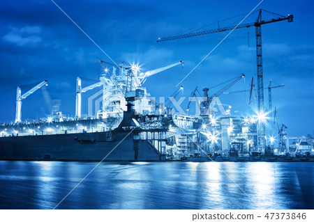 Shipyard at work, ship repair, freight. Industrial Shipyard at work, ship repair, freight. Industrial 47373846