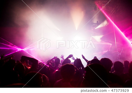 People on music concert, disco party. 47373929