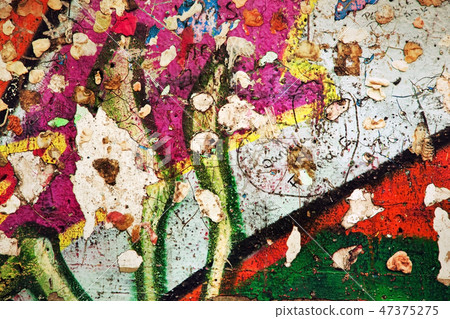 Part of Berlin Wall with graffiti and chewing gums 47375275