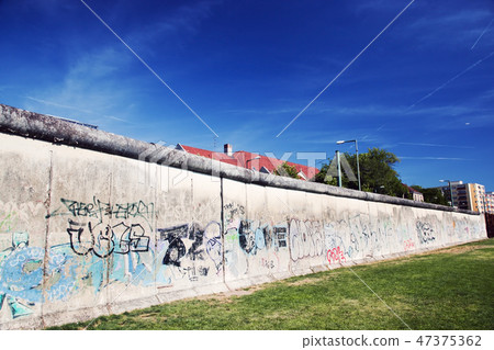 Berlin Wall Memorial with graffiti. 47375362
