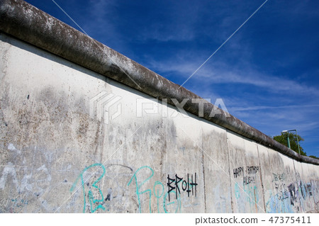 Berlin Wall Memorial with graffiti. Berlin Wall Memorial with graffiti. 47375411