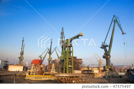 Cranes at shipyard, Gdansk, Poland 47375497